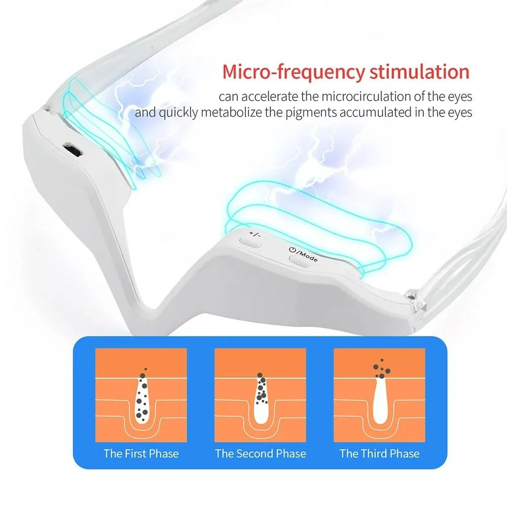 3D Micro-Current Pulse Eye Massager with Red Light - Relieves Dark Circles, Removes Wrinkles, Anti-Ageing