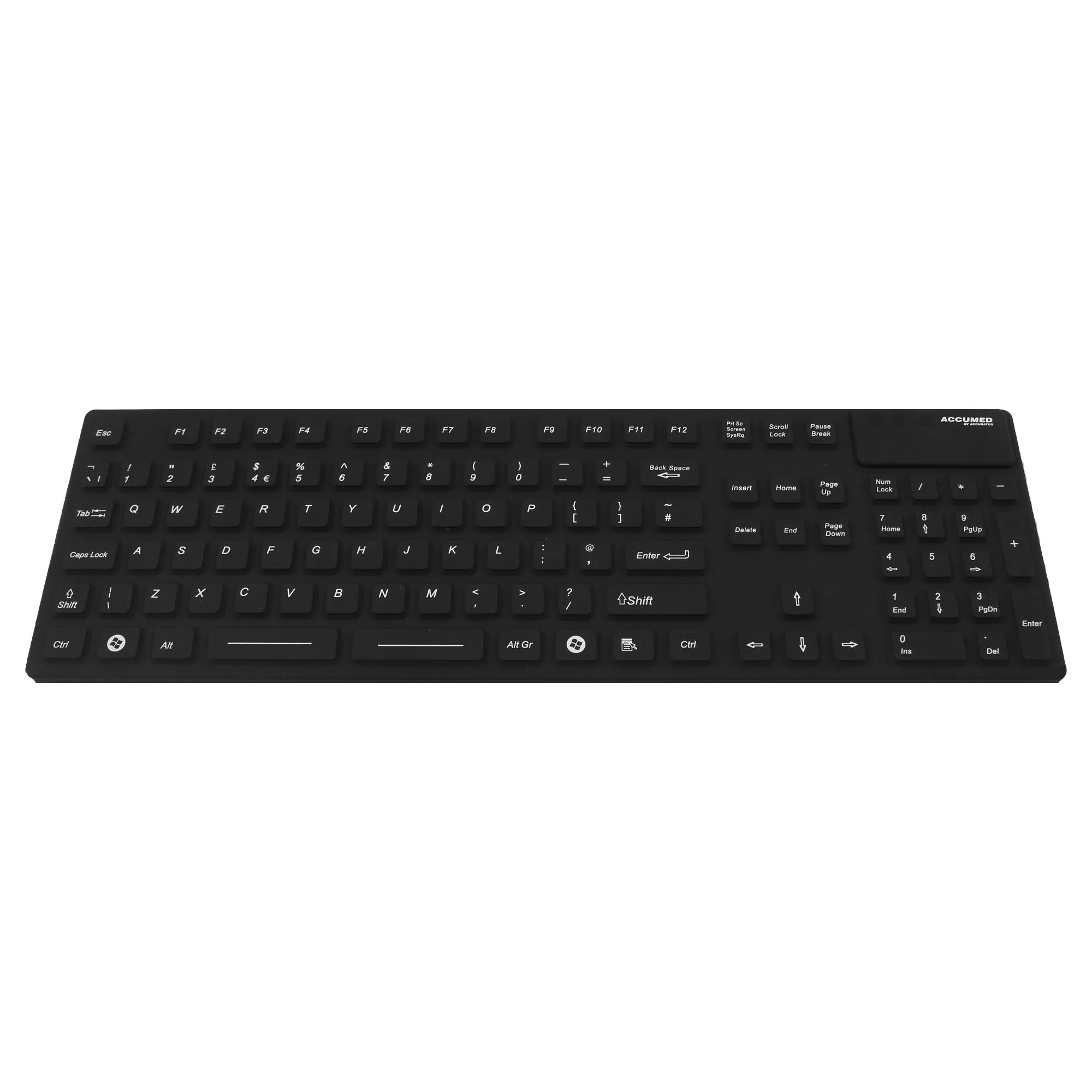 AccuMed 105 Medical/Industrial Waterproof Black Keyboard