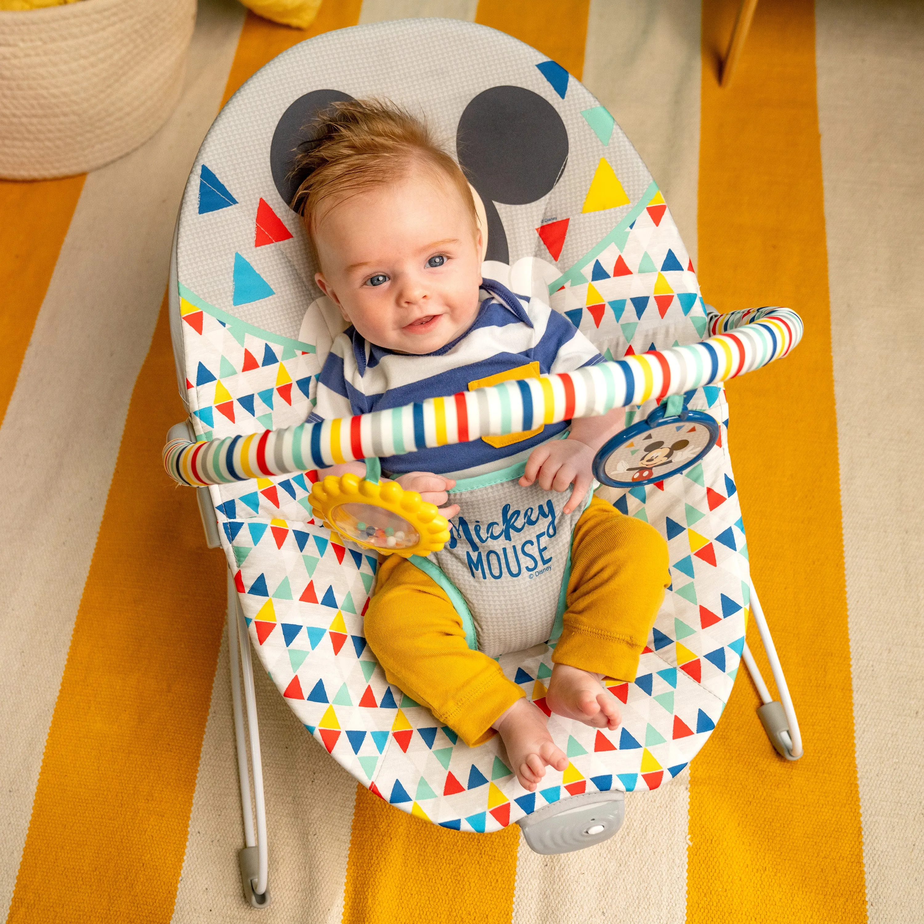 Bright Starts Disney Baby MICKEY MOUSE Happy Triangles Cradling Baby Bouncer