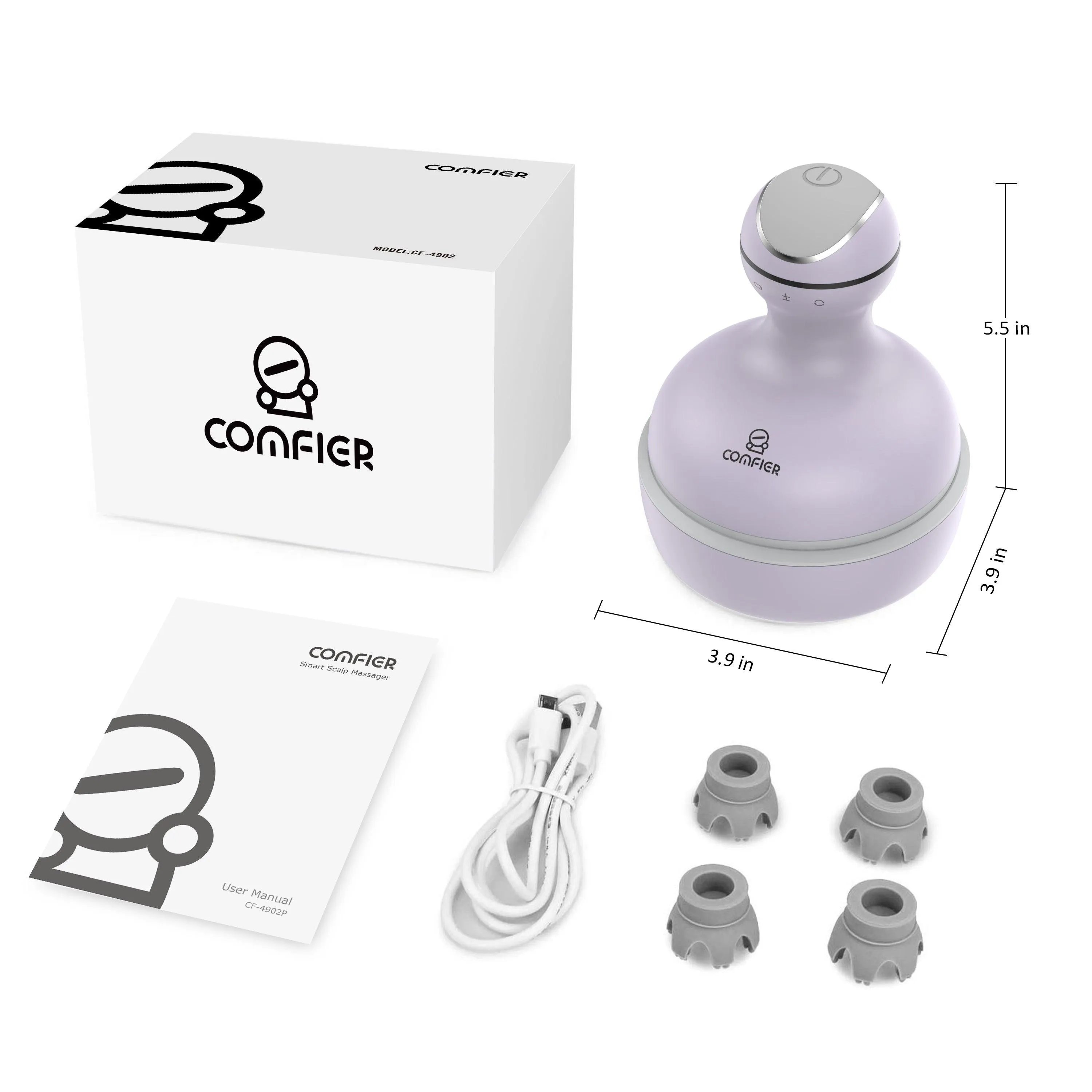 Comfier Cordless Hair Scalp Massager,head massager for Hair Growth, Deep Clean and Stress Relax (PURPLE) - 4902P