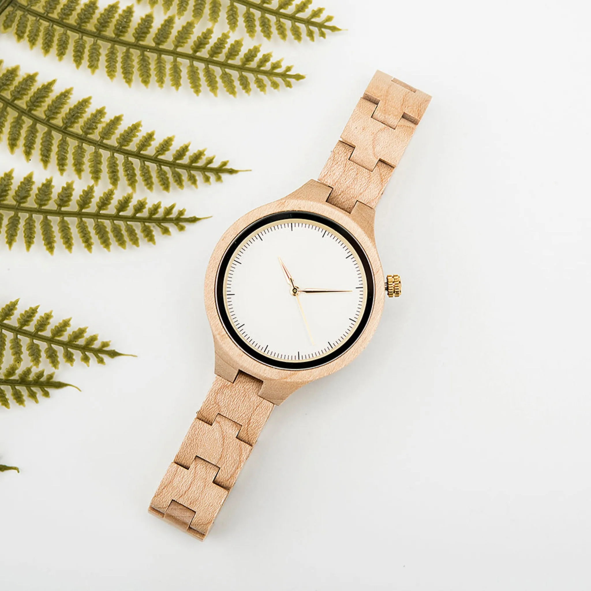 Dnieper - White Face Maple Minimal Watch