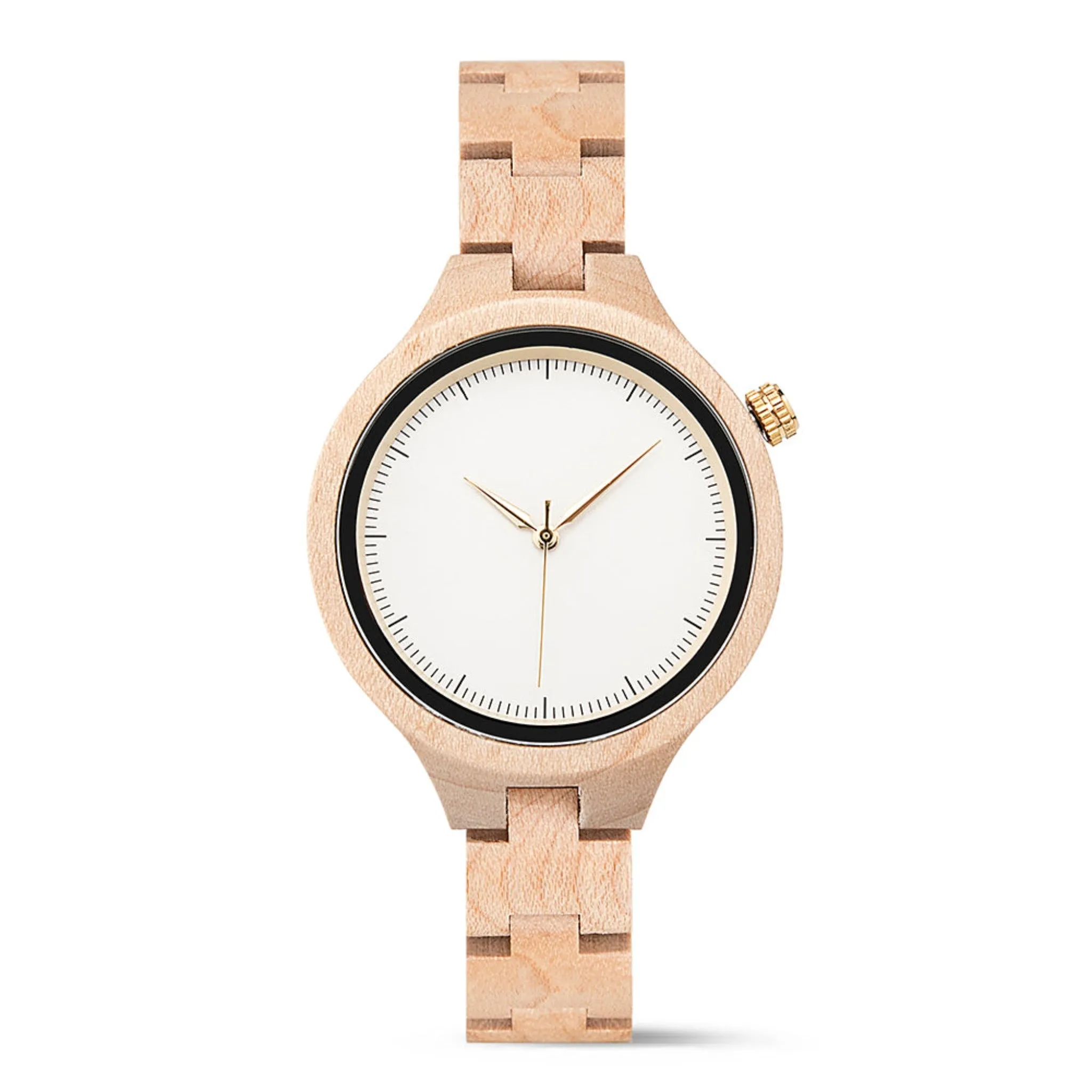 Dnieper - White Face Maple Minimal Watch