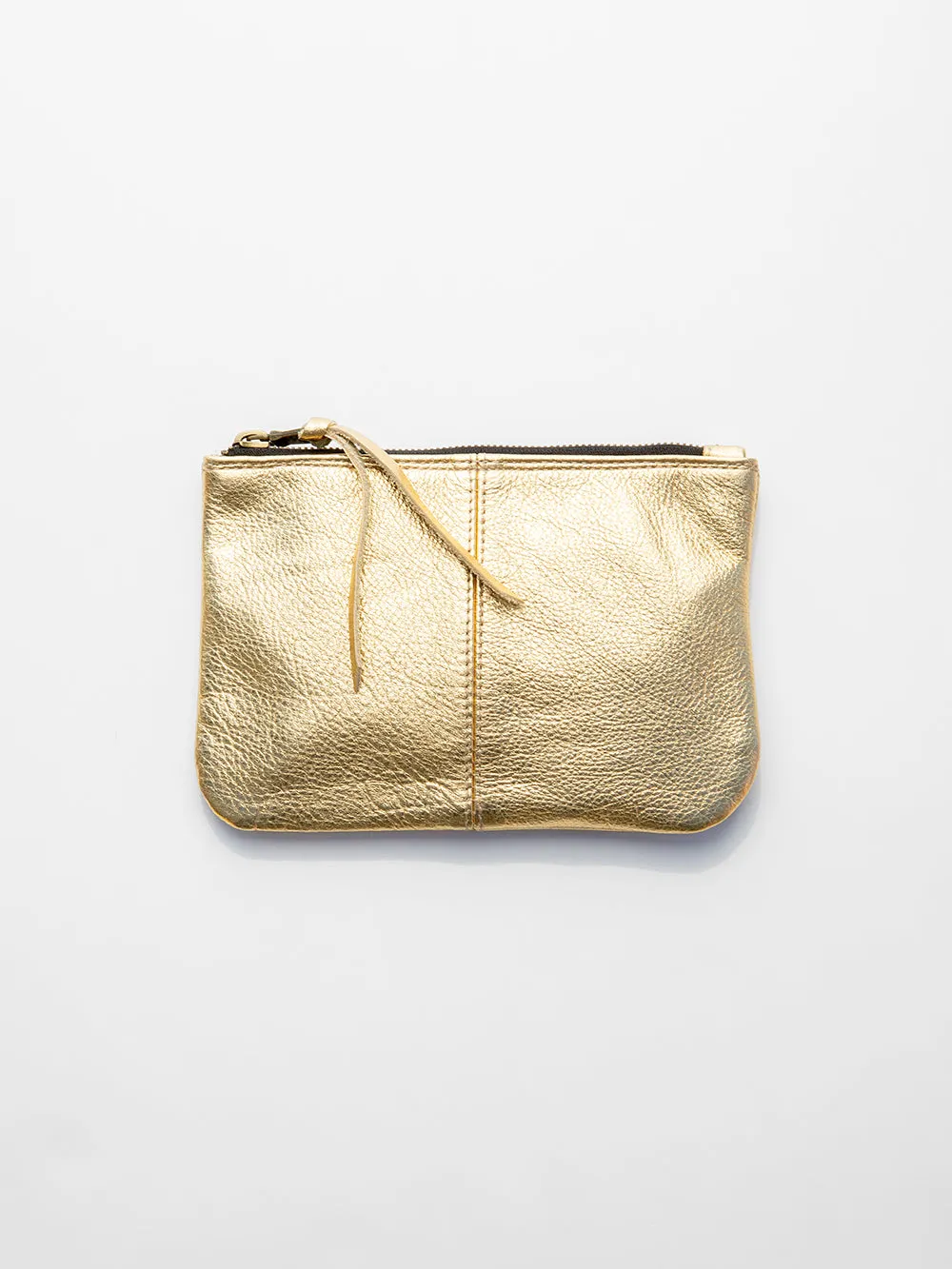 Elodie Leather Makeup Bag in Gold