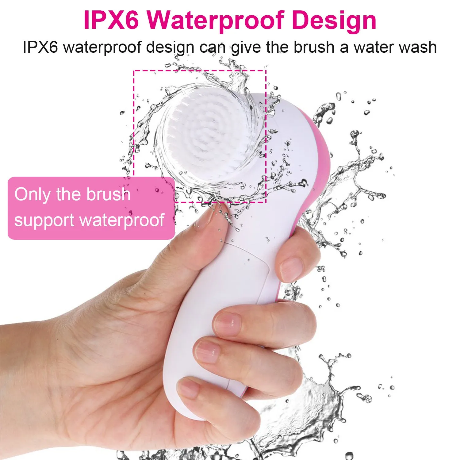 Facial Cleansing Brush Waterproof Face Spin Cleaning Brush with 5 Brush Heads Deep Cleansing Body Facial Brush