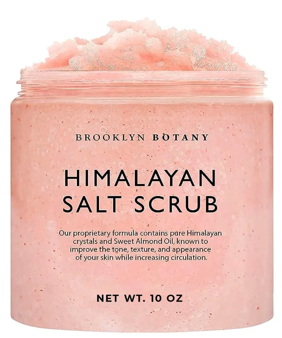 Himalayan Salt Body Scrub - Moisturizing and Exfoliating Body, Face, Hand, Foot Scrub - Fights Stretch Marks, Fine Lines, Wrinkles - Great Gifts for Women & Men - 10 Oz