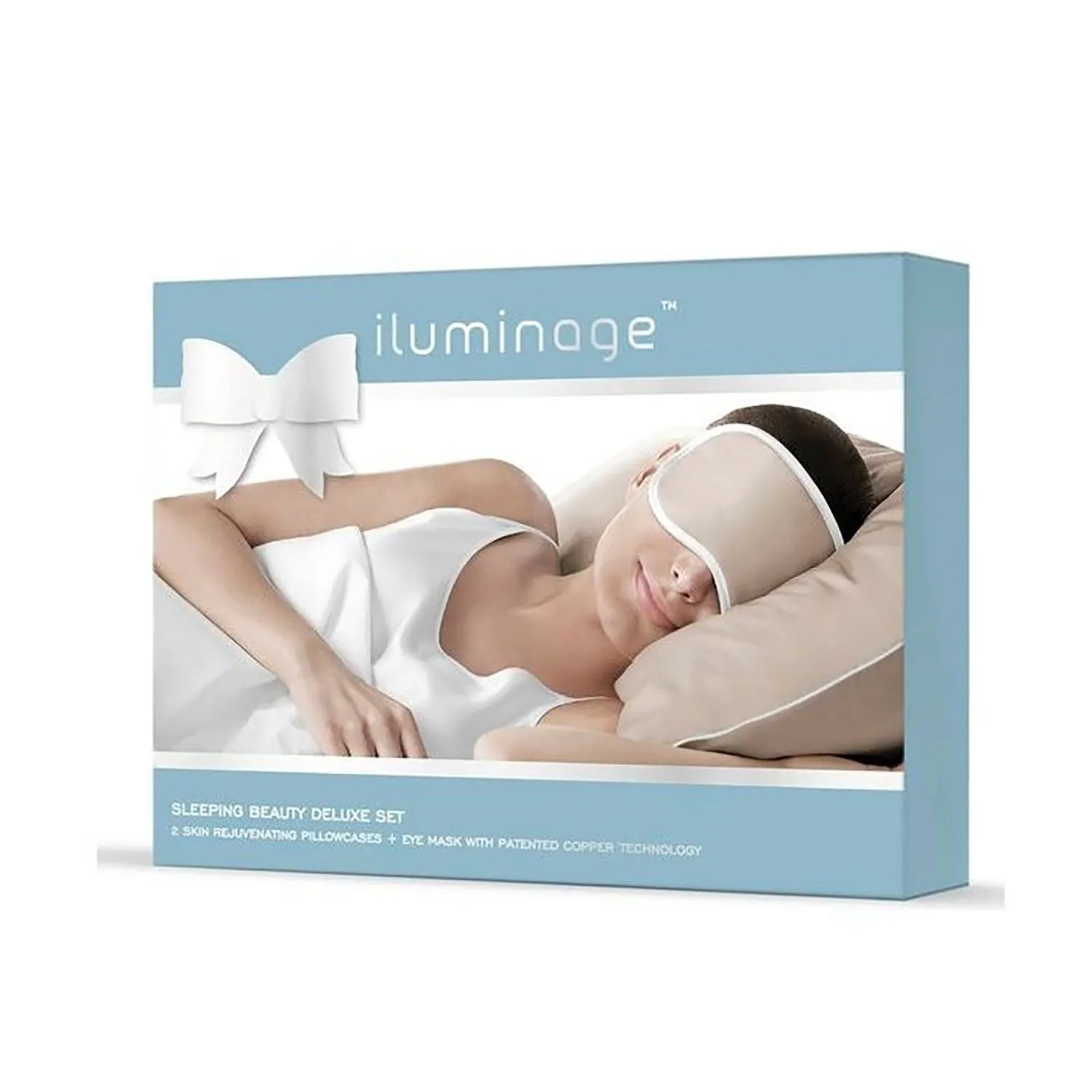 iluminage Sleeping Beauty Deluxe Set - Anti-Aging Copper Pillowcases and Eye Mask