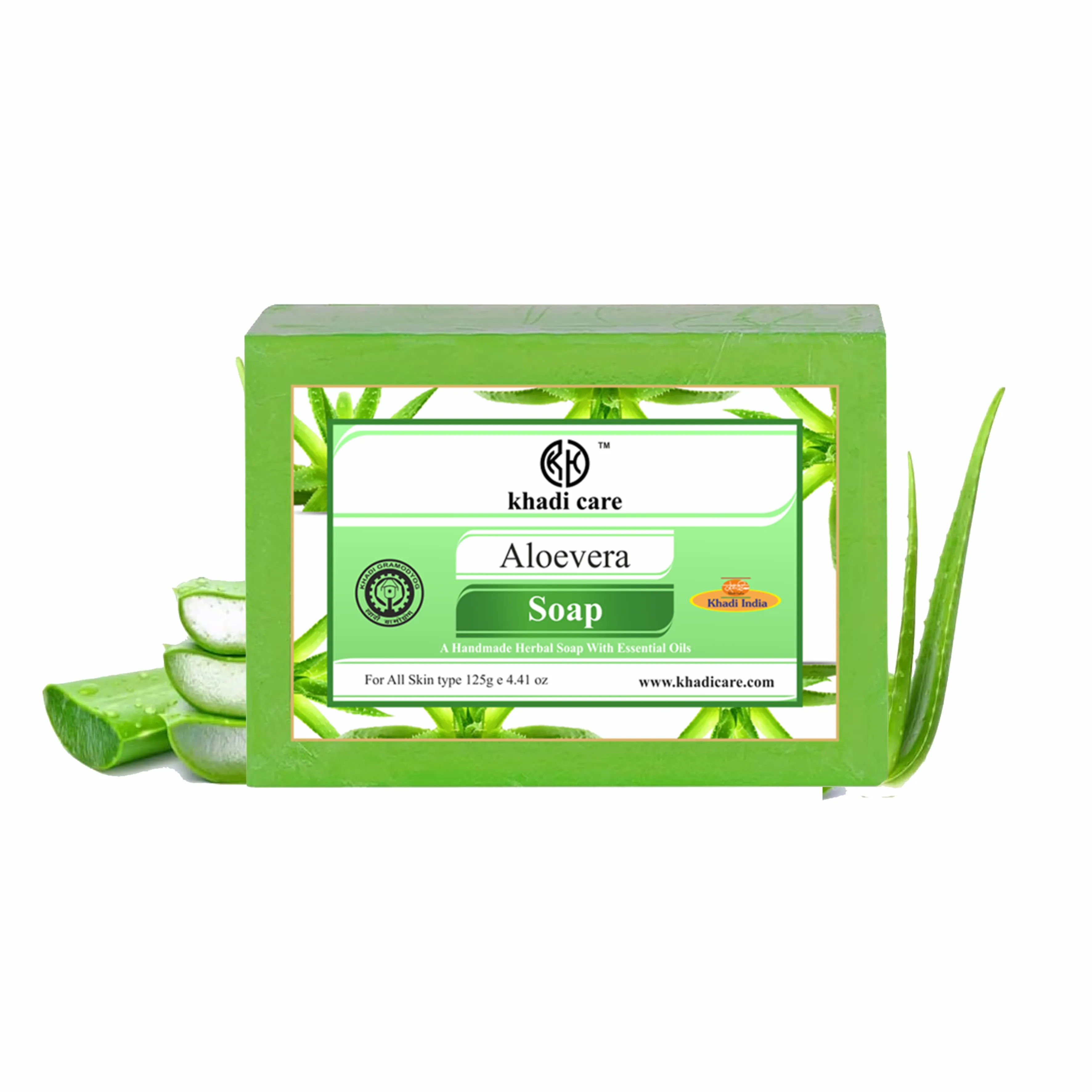 Khadi Care Herbal Aloevera Soap -Pack of 3 - Each soap  125g