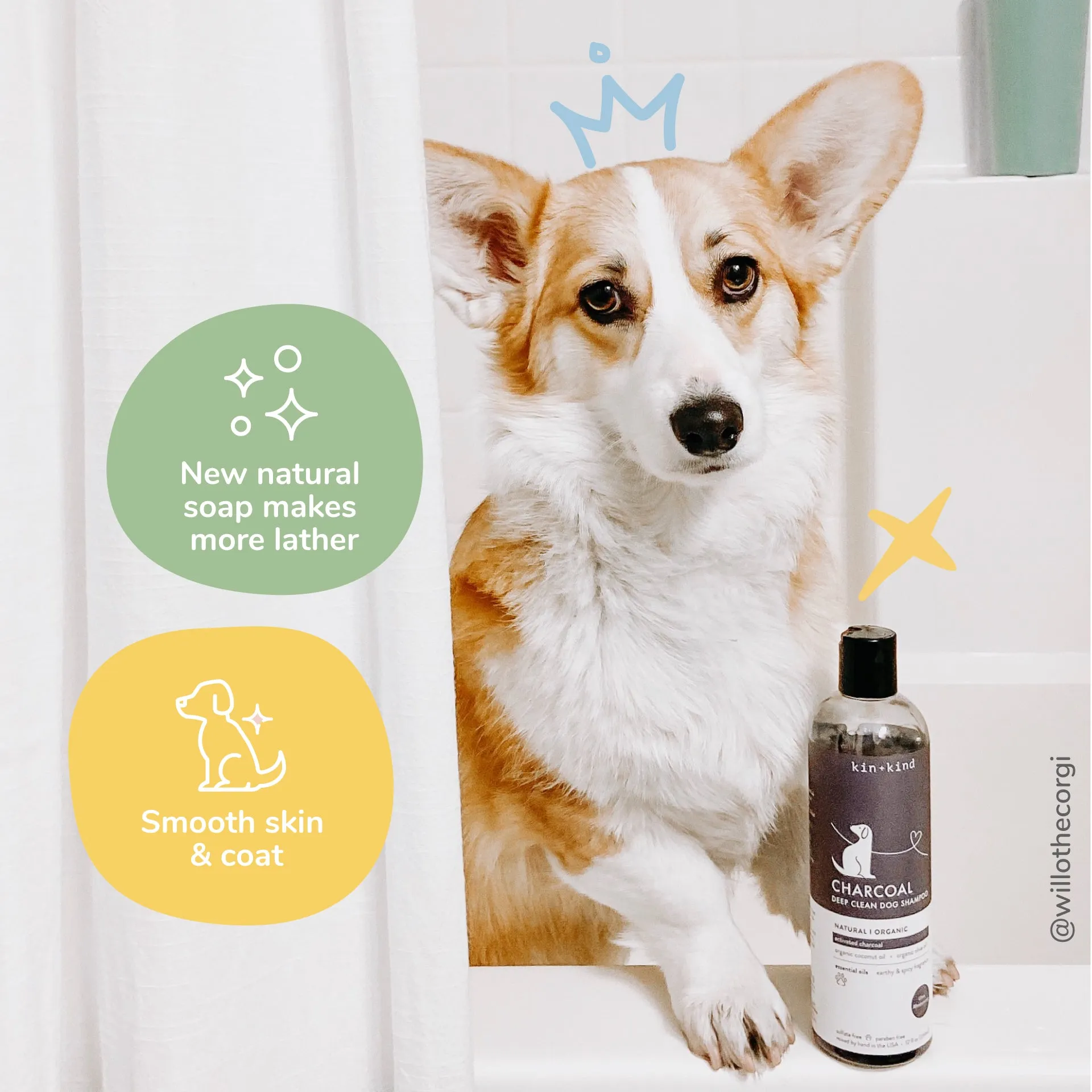 Kin   Kind Dry Skin & Coat Natural Shampoo for Dogs Cedar, 12 oz