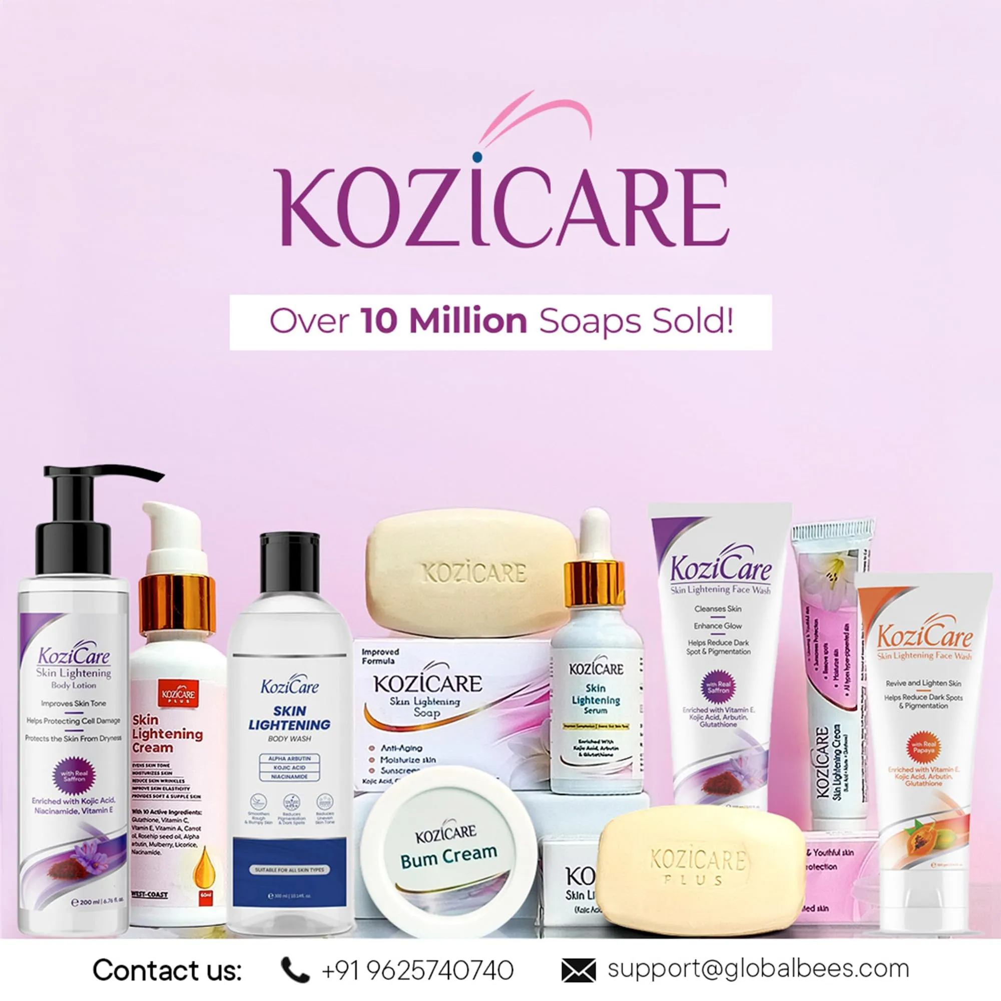 Kozicare Kojic Acid Cream & Papaya Face Wash Combo | Vitamin E & Niacinamide Cream | Face Cream For Women & Men-15gm| Kojic Acid Face Wash | Acne Wash for Glowing Skin l Gentle Exfoliating Wash-100Ml