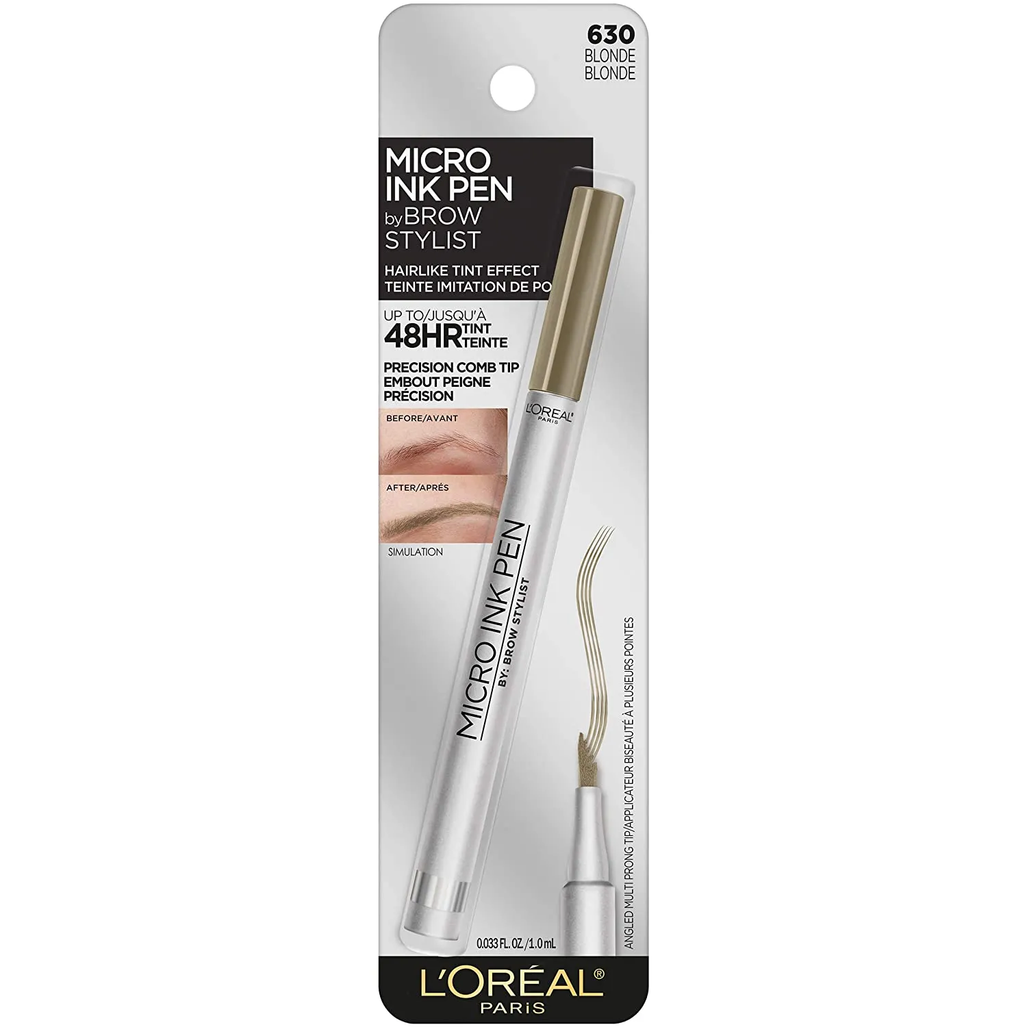 L'OREAL - Brow Stylist Micro Ink Pen Up to 48HR Wear Blonde 630 - 0.033 fl oz (1 ml)