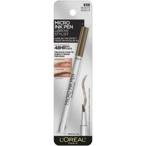 L'OREAL - Brow Stylist Micro Ink Pen Up to 48HR Wear Brunette 639 - 0.033 fl oz (1 ml)