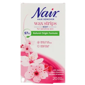 Nair Cherry Blossom Body Wax Strips for Sensitive Skin, 20 Pack