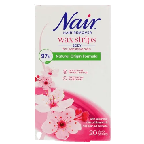 Nair Cherry Blossom Body Wax Strips for Sensitive Skin, 20 Pack