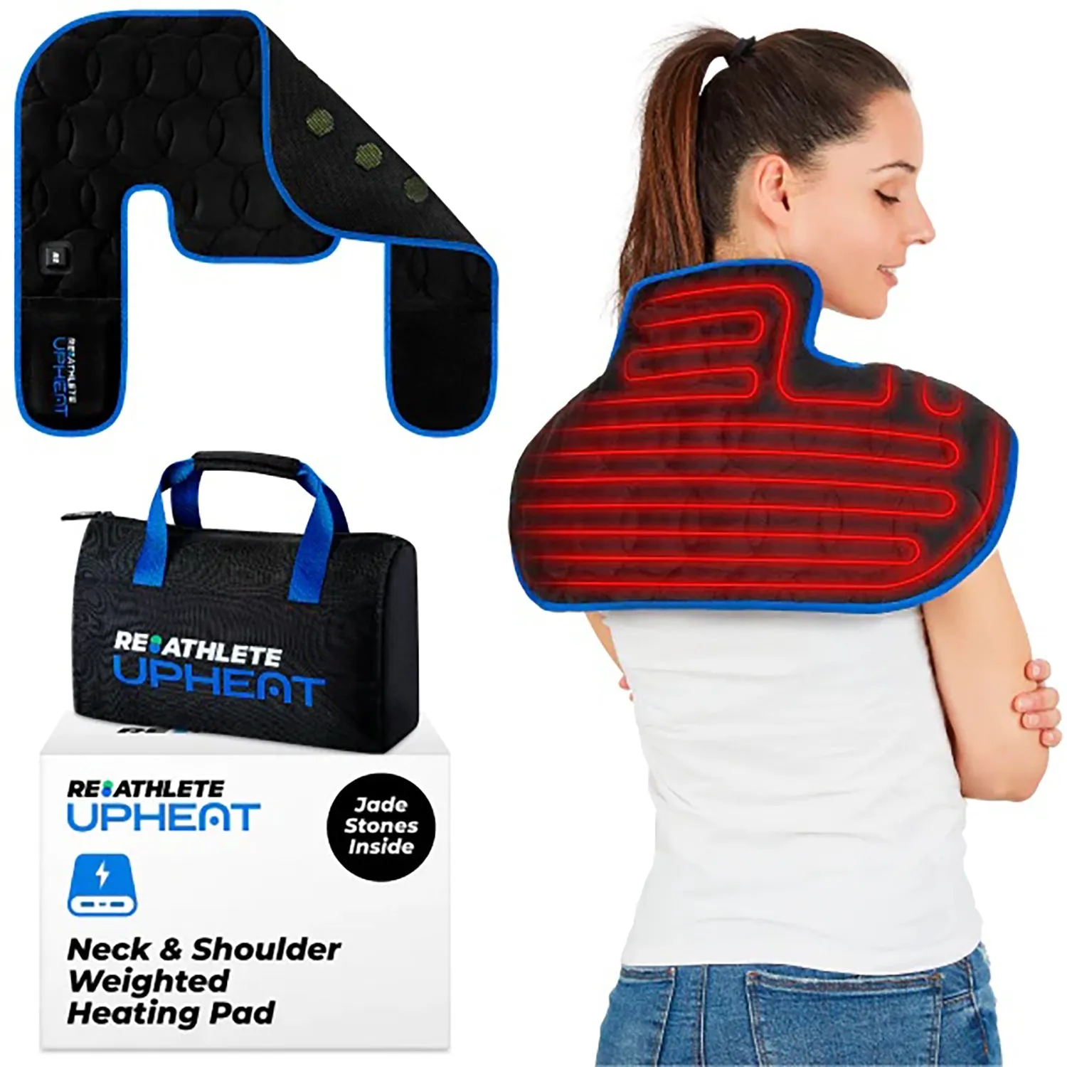 REATHLETE UPHEAT Shoulders & Neck Heating Pad | Wireless, Portable Weighted Heating Pad