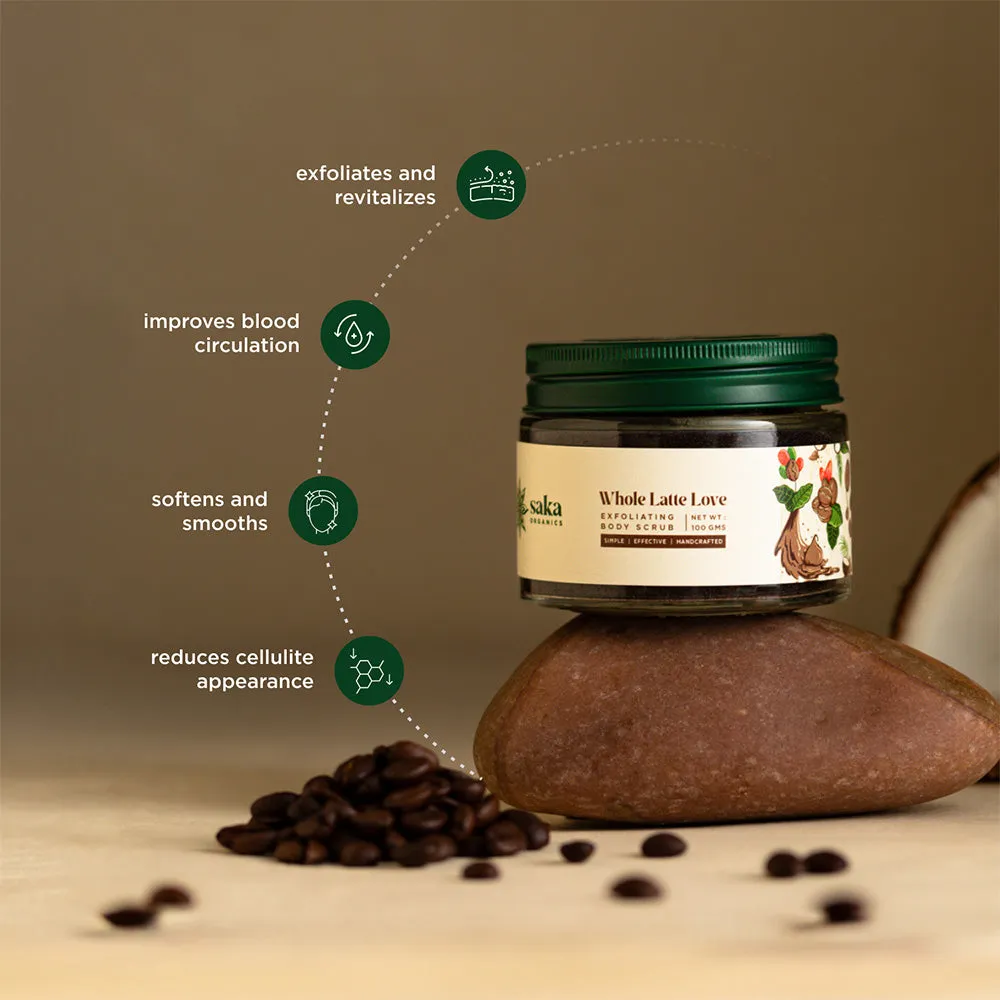 Saka - Whole Latte Love | Handmade Exfoliating Coffee Body Scrub | Natural Exfoliation for All Skin Types (150gms)