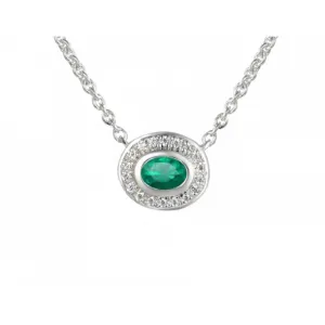 Silver Apollo Green Emerald Necklace