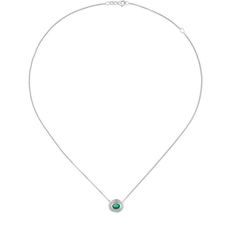 Silver Apollo Green Emerald Necklace