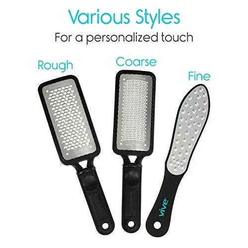 Vive Foot File (3 Pack) - Callus Remover Pedicure Tool Kit