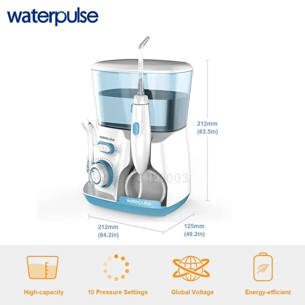 Waterpulse 12 Pressures Oral Irrigator IPX7 Portable Water Jet Flosser 800ML Water Tank Teeth Cleaner SPA Water Flosser 5pcs Tip 0ral irrigator