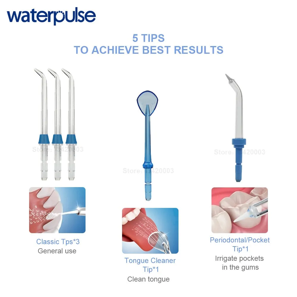 Waterpulse 12 Pressures Oral Irrigator IPX7 Portable Water Jet Flosser 800ML Water Tank Teeth Cleaner SPA Water Flosser 5pcs Tip 0ral irrigator