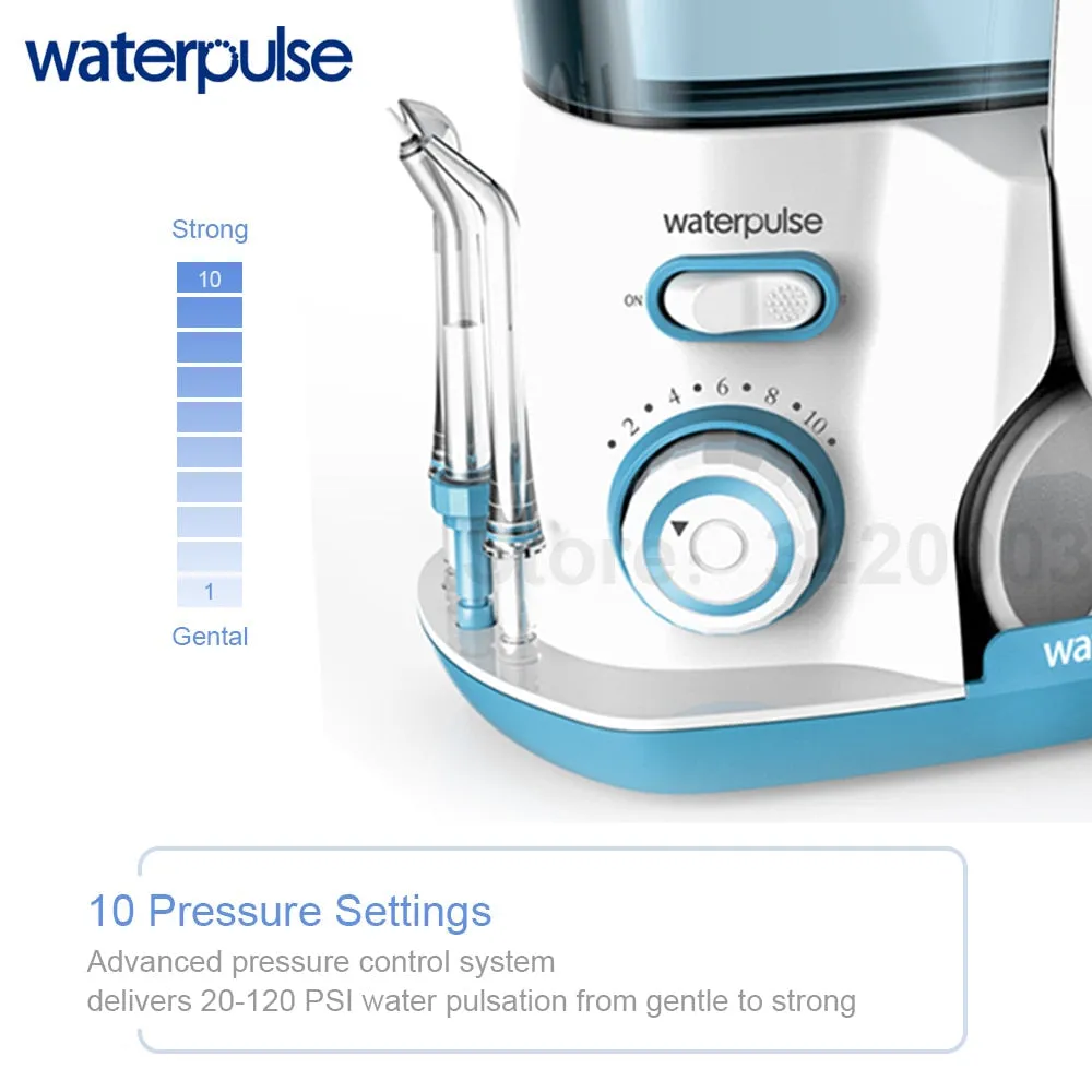 Waterpulse 12 Pressures Oral Irrigator IPX7 Portable Water Jet Flosser 800ML Water Tank Teeth Cleaner SPA Water Flosser 5pcs Tip 0ral irrigator