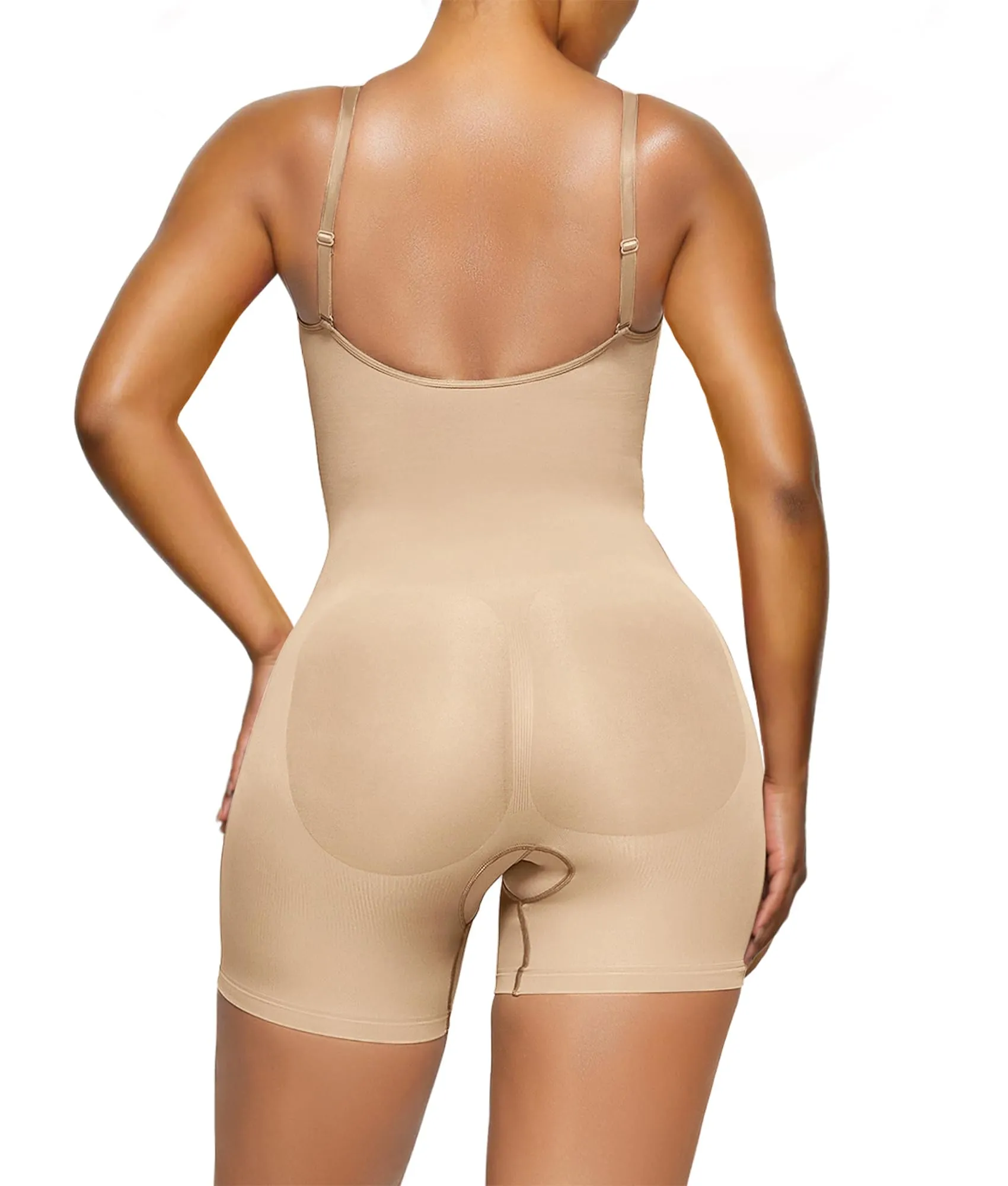 YIANNA Bodysuit for Women Tummy Control Shapewear Open Bust Mid-Thigh Sculpting Body Shaper